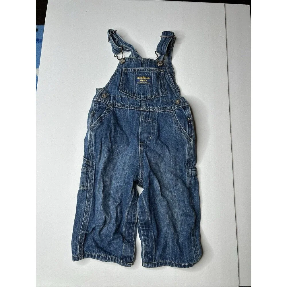 Osh Kosh Vest back denim bib overalls 12 months pants y2k